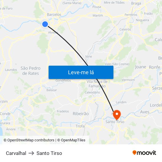 Carvalhal to Santo Tirso map