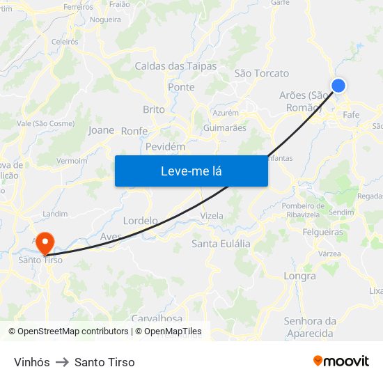 Vinhós to Santo Tirso map