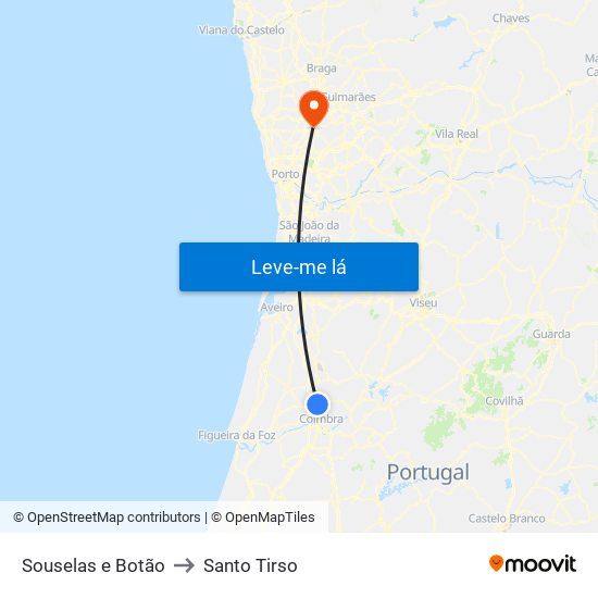 Souselas e Botão to Santo Tirso map