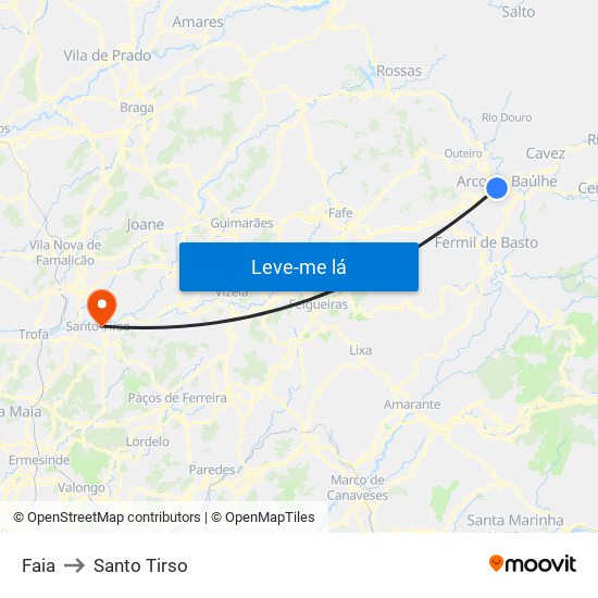 Faia to Santo Tirso map