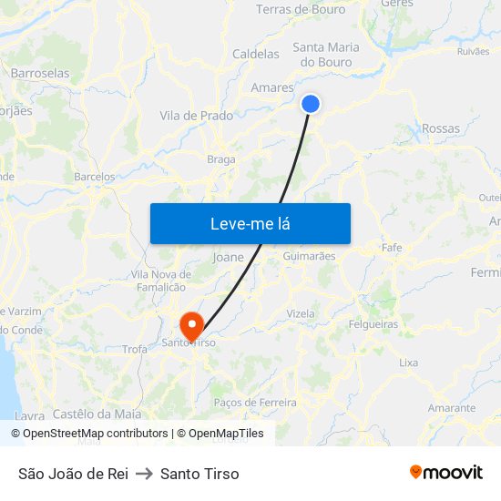 São João de Rei to Santo Tirso map
