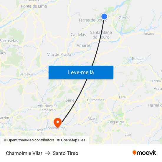 Chamoim e Vilar to Santo Tirso map