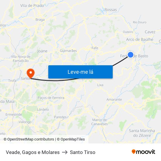 Veade, Gagos e Molares to Santo Tirso map