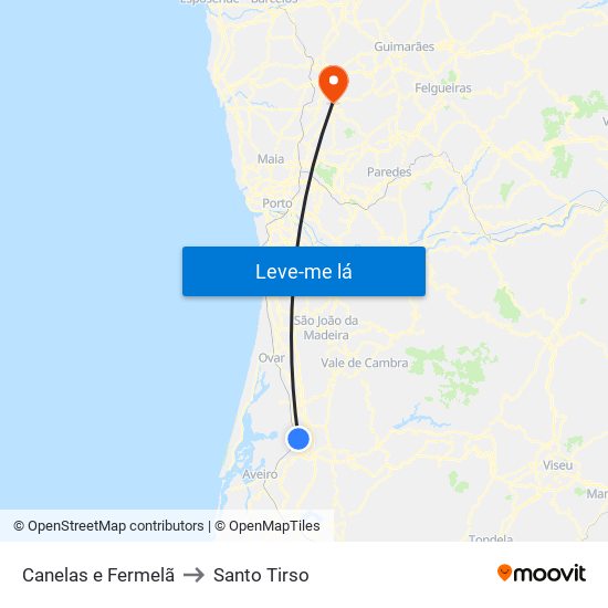 Canelas e Fermelã to Santo Tirso map