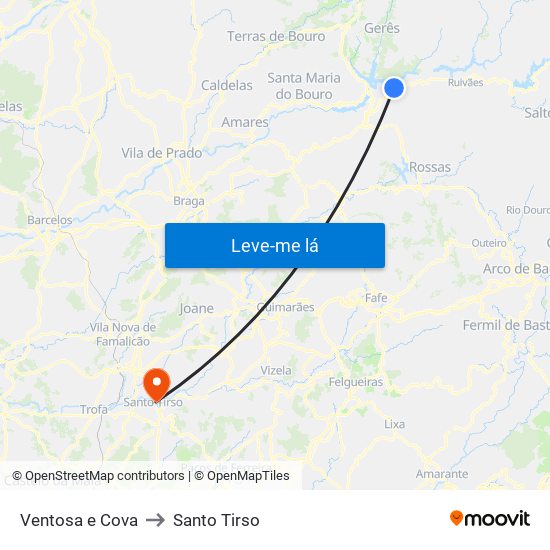 Ventosa e Cova to Santo Tirso map