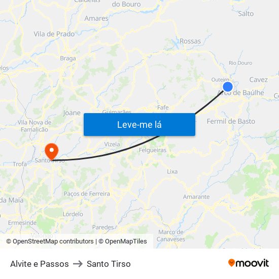 Alvite e Passos to Santo Tirso map