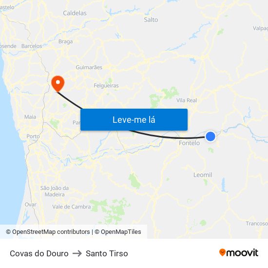 Covas do Douro to Santo Tirso map