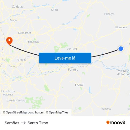 Samões to Santo Tirso map