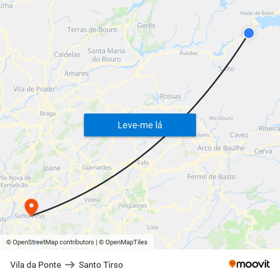 Vila da Ponte to Santo Tirso map