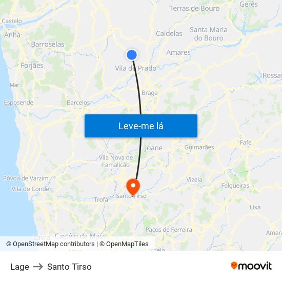 Lage to Santo Tirso map