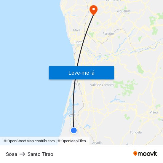 Sosa to Santo Tirso map