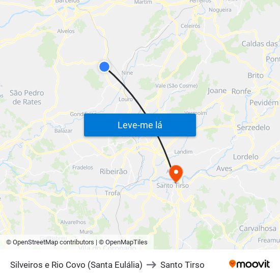 Silveiros e Rio Covo (Santa Eulália) to Santo Tirso map