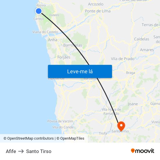 Afife to Santo Tirso map