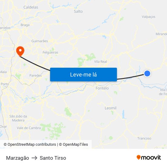 Marzagão to Santo Tirso map