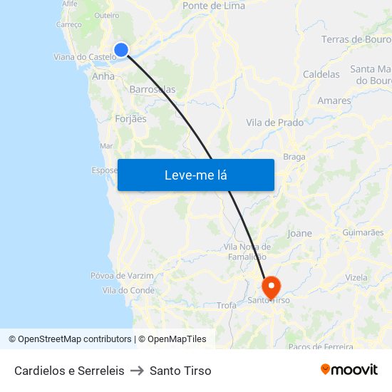 Cardielos e Serreleis to Santo Tirso map