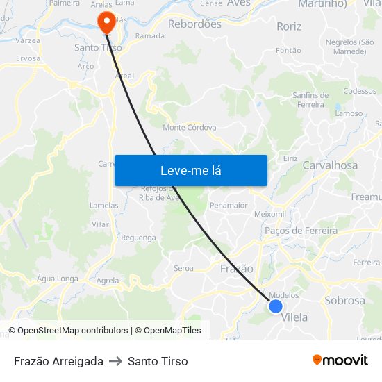 Frazão Arreigada to Santo Tirso map