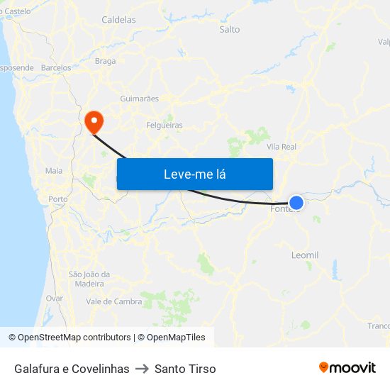 Galafura e Covelinhas to Santo Tirso map