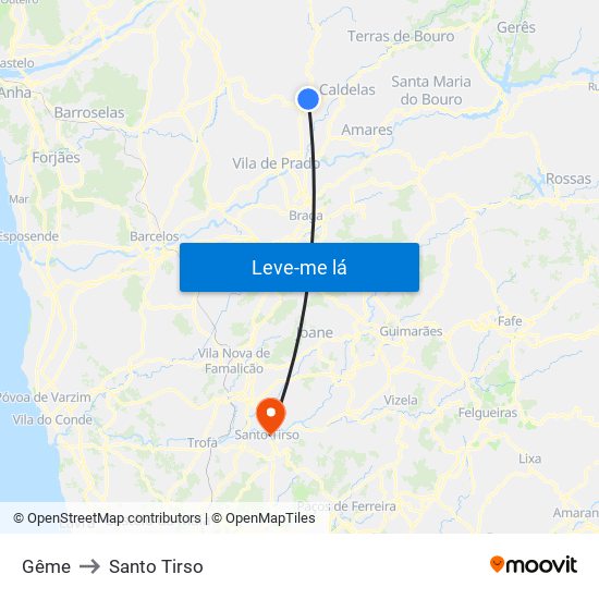 Gême to Santo Tirso map