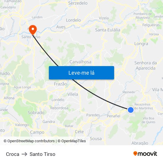 Croca to Santo Tirso map