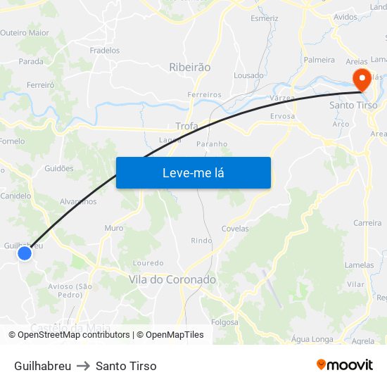 Guilhabreu to Santo Tirso map