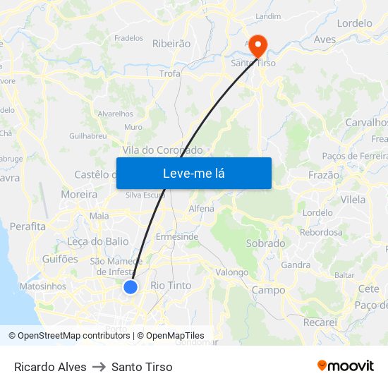 Ricardo Alves to Santo Tirso map