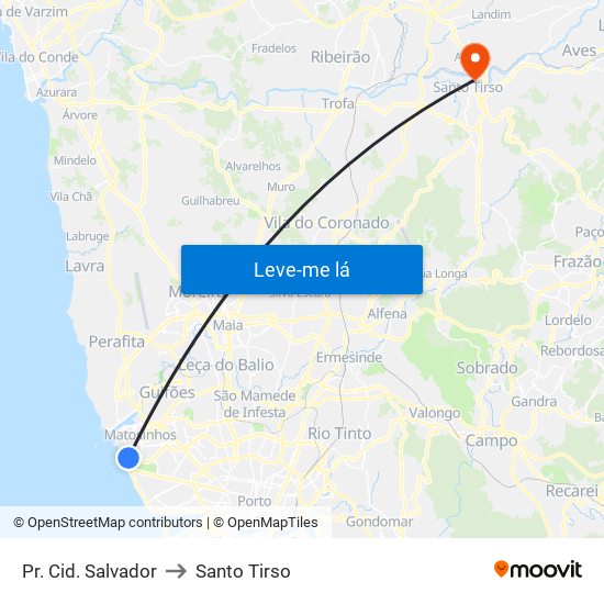 Pr. Cid. Salvador to Santo Tirso map