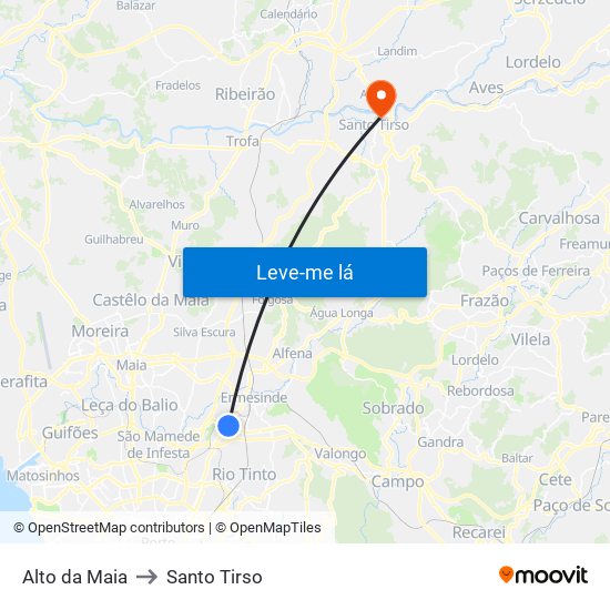 Alto da Maia to Santo Tirso map