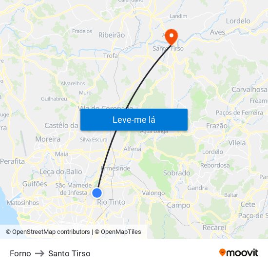 Forno to Santo Tirso map