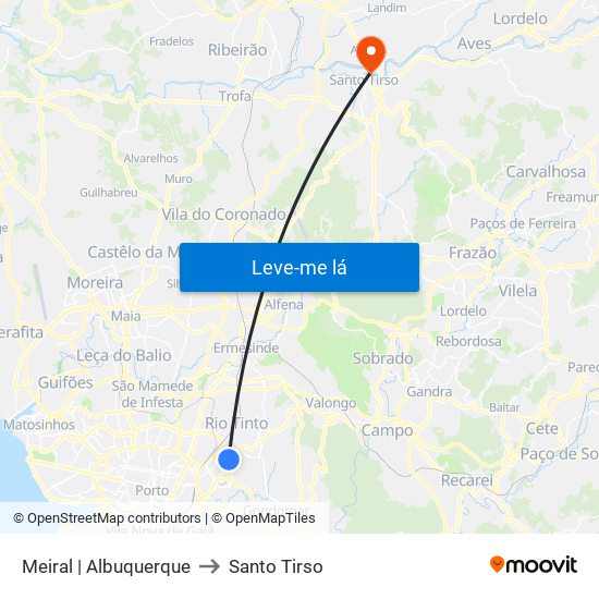 Meiral | Albuquerque to Santo Tirso map