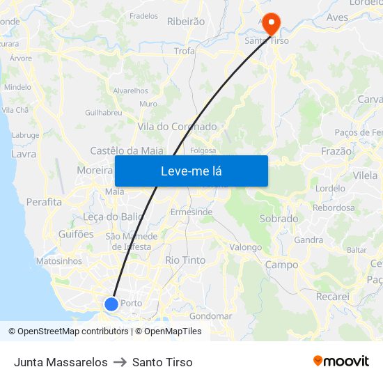 Junta Massarelos to Santo Tirso map