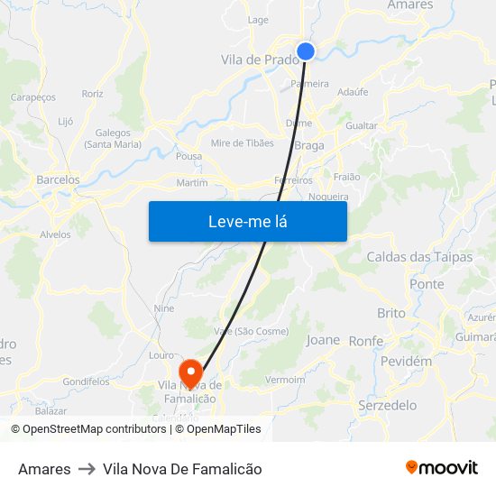 Amares to Vila Nova De Famalicão map