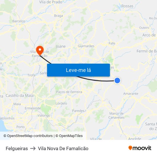 Felgueiras to Vila Nova De Famalicão map