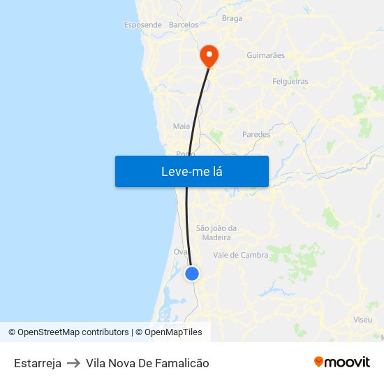 Estarreja to Vila Nova De Famalicão map