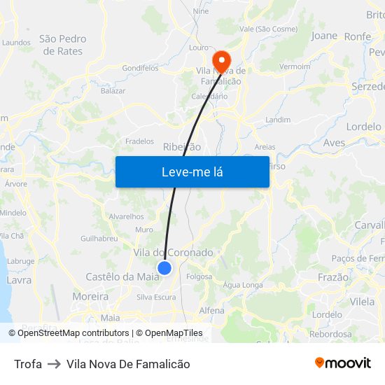 Trofa to Vila Nova De Famalicão map