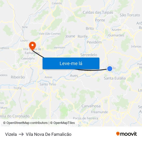 Vizela to Vila Nova De Famalicão map
