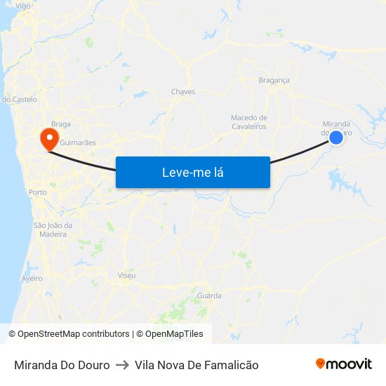 Miranda Do Douro to Vila Nova De Famalicão map