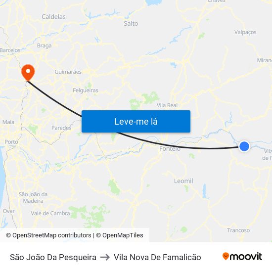 São João Da Pesqueira to Vila Nova De Famalicão map