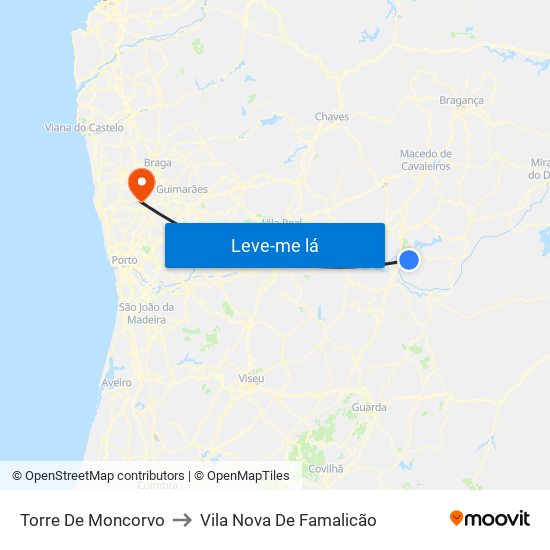 Torre De Moncorvo to Vila Nova De Famalicão map