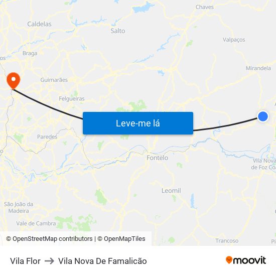 Vila Flor to Vila Nova De Famalicão map