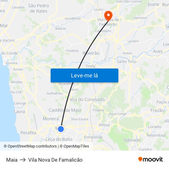 Maia to Vila Nova De Famalicão map