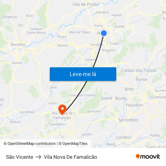 São Vicente to Vila Nova De Famalicão map