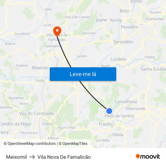 Meixomil to Vila Nova De Famalicão map