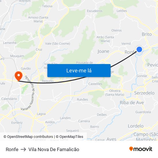 Ronfe to Vila Nova De Famalicão map