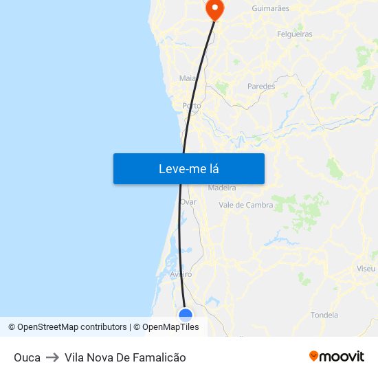 Ouca to Vila Nova De Famalicão map