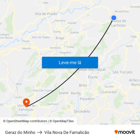 Geraz do Minho to Vila Nova De Famalicão map