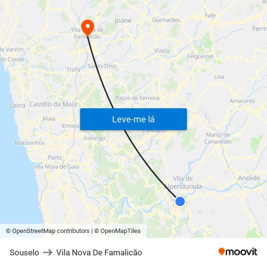 Souselo to Vila Nova De Famalicão map