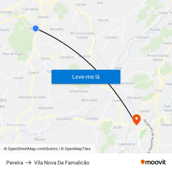 Pereira to Vila Nova De Famalicão map