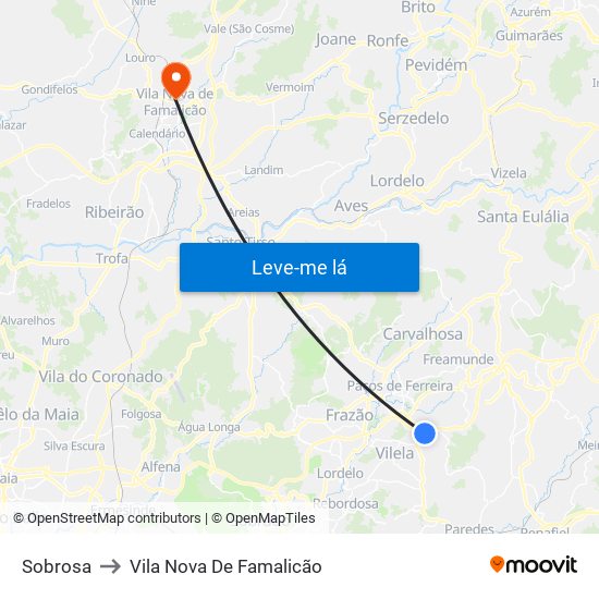 Sobrosa to Vila Nova De Famalicão map