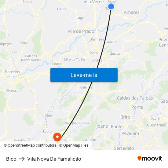 Bico to Vila Nova De Famalicão map