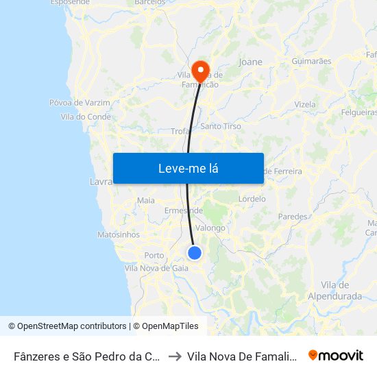 Fânzeres e São Pedro da Cova to Vila Nova De Famalicão map